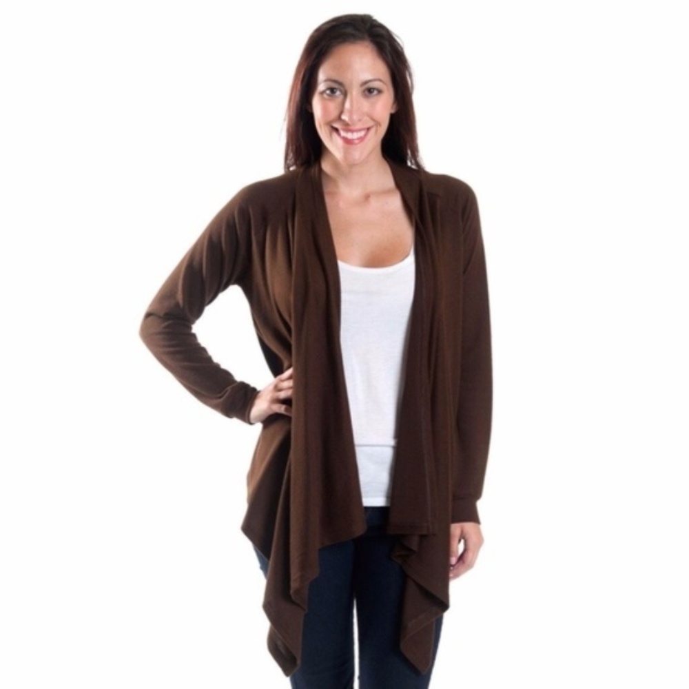 Brown claire water fall cardigan